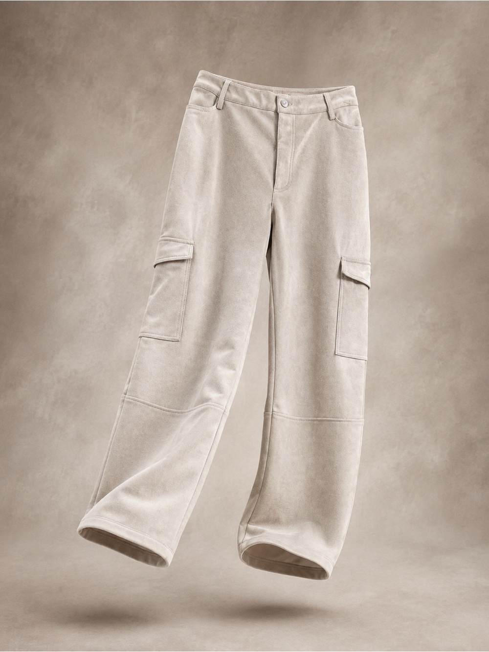 Y2K Inspired Wide-Leg Cargo Pants in Light Taupe